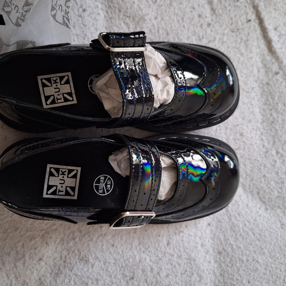T.U.K Iridescent Black Mary Jane Shoes